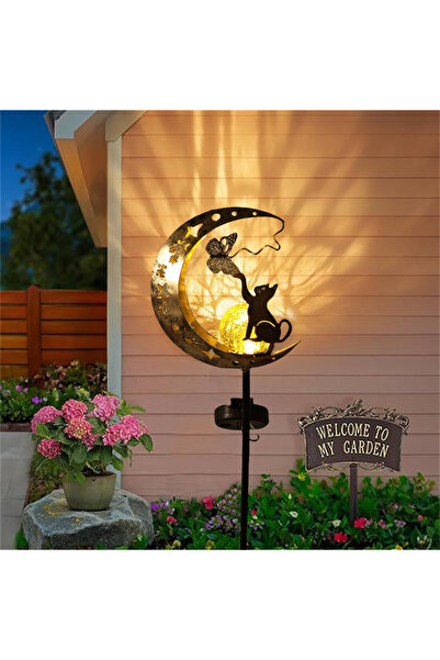 Choice 0-5W Cat Moon 1 PC Cat Moon Solar Light Iron Decorative Elements Outdo...