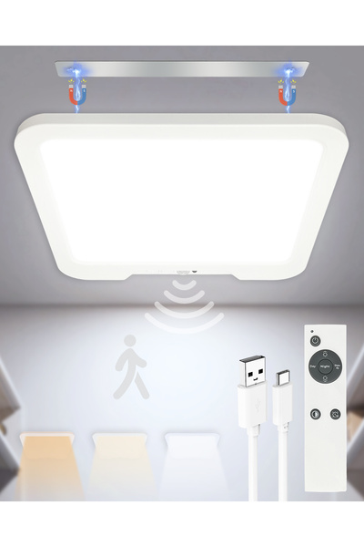 Choice White Rechargeable Dimmable Ceiling Light USB 5V 3 Colors LED Flush Mo...