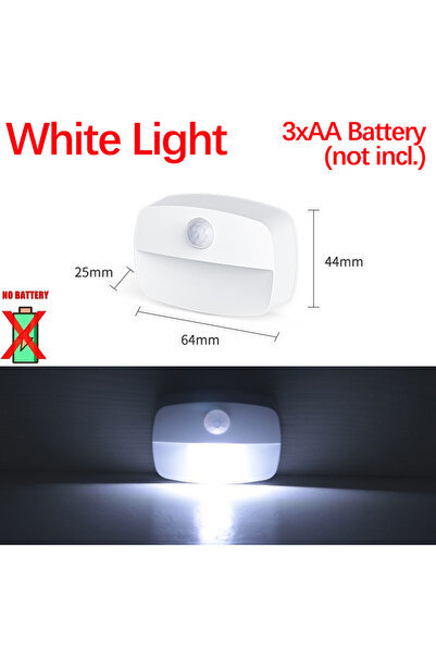 Choice12 White Bat. Operated Motion Sensor Step Light, USB Rechargeable Wirel...