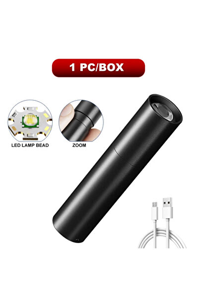 Choice ZOOM Small flashlight Mini Portable LED Flashlight USB Rechargeable Sm...