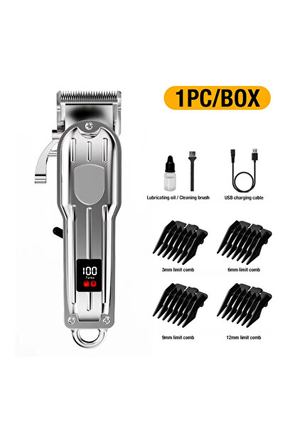 Choice ماكينة حلاقة شعر رجالية معدنية بالكامل، فضية اللون، ماكينة حلاقة كهربا...