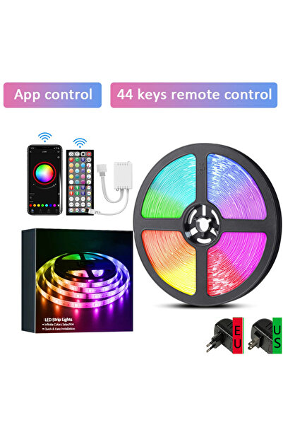 Choice شريط إضاءة LED RGB بطول 5 أمتار، مزود بقابس أمريكي، غير مقاوم للماء، ب...