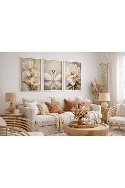 TekTablo Framed Painting Set 3 Piece Wooden Painting Set