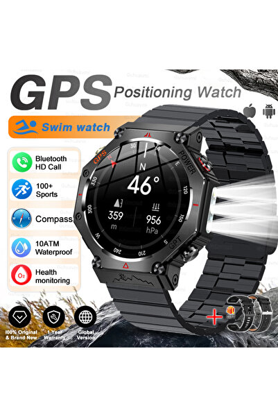 Choice ساعة سباحة مزودة بنظام تحديد المواقع العالمي (GPS) من الفولاذ الأسود، ...