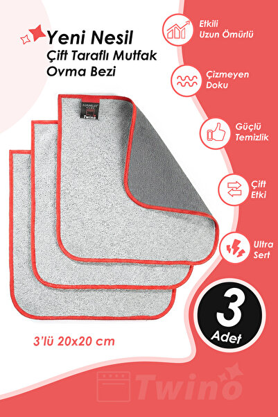 HAMUR Set de curățare pentru bucătărie din microfibră Twino, 3 piese, lavetă ...