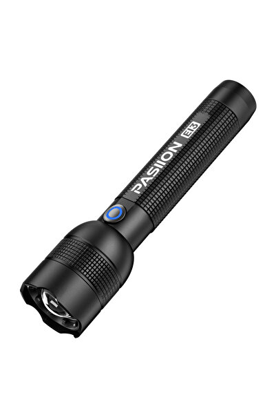 Choice مصباح يدوي أسود قابل لإعادة الشحن، بقوة 300 لومن، وخمسة أوضاع إضاءة قا...