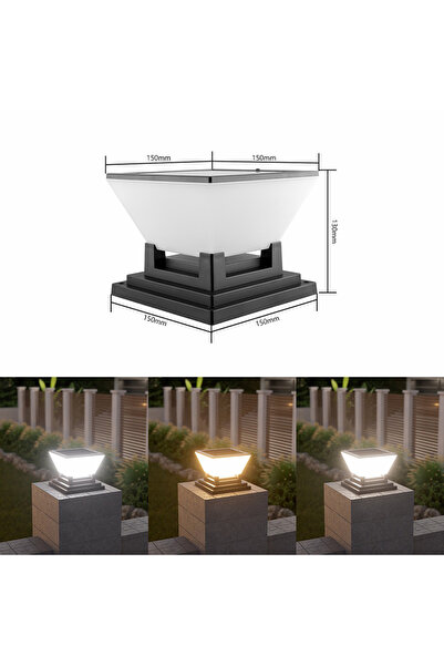 Choice 15 cm Solar Post Cap Light Waterproof Black Outdoor Garden Lamp for Wa...
