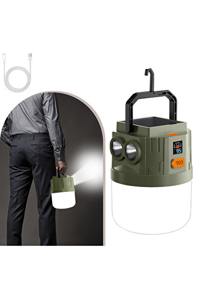 Choice مصباح تخييم شمسي كروي قابل للتعديل بثلاثة أوضاع، مزود بإضاءة LED مزدوج...