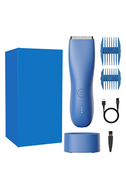 Choice أزرق مع قاعدة [IPX6] ماكينة تشذيب شعر العانة/الجسم للرجال مع شفرات رقا...