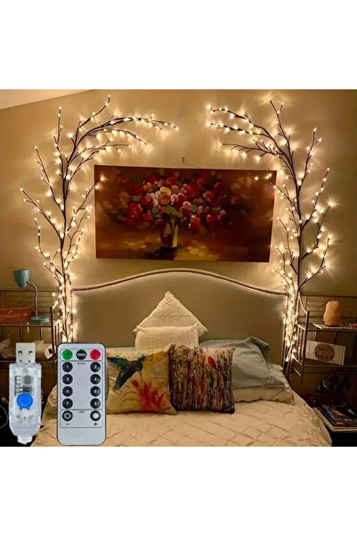 Choice مصباح على شكل غصن صفصاف مزود بـ 144 مصباح LED، يعمل بمنفذ USB، بثمانية...