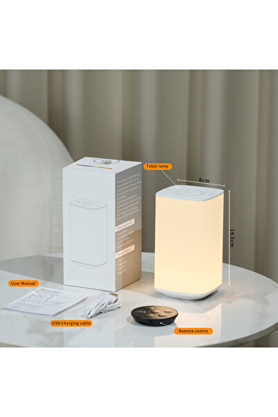 GGBEE مصباح طاولة أبيض قابل لإعادة الشحن يعمل باللمس مع جهاز تحكم عن بعد، إضا...