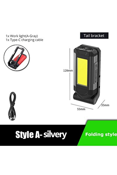 Choice مصباح يدوي متعدد الوظائف من ستايل إيه، فضي اللون، مزود بتقنية LED وإضا...