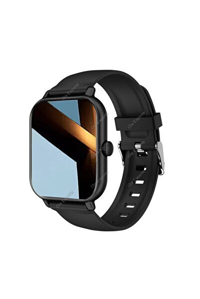 Choice ساعة ذكية سوداء بشاشة لمس 2.01 بوصة، تدعم تشغيل الموسيقى، وعدّ الخطوات...