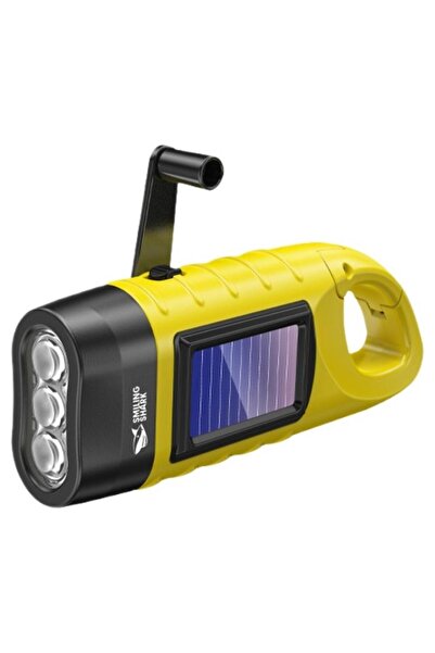 Choice مصباح يدوي محمول يعمل بالطاقة الشمسية مع ذراع تدوير يدوي، مزود بمشبك ق...