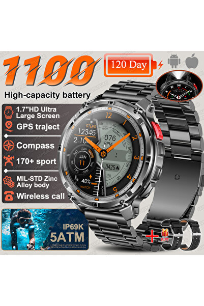 Choice بطارية كبيرة 1100 مللي أمبير، هيكل فولاذي أسود، 2 أمبير، ساعة T-Rex3 U...