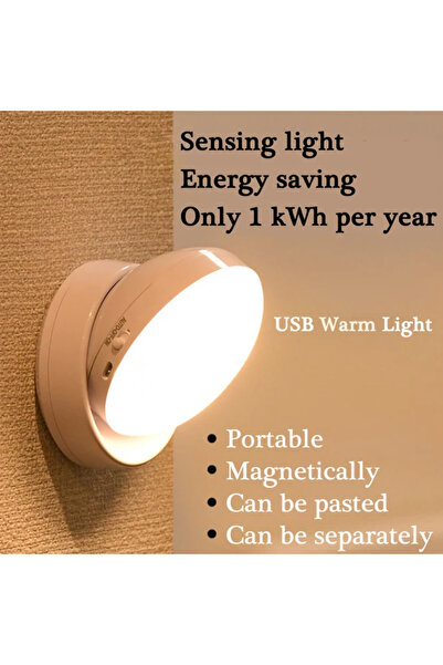 Choice Warm Light PIR Motion Sensor LED Night Light 360° Rotatable USB Rechar...