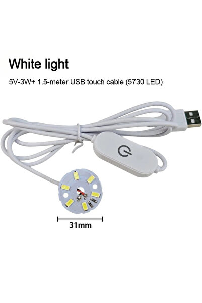 Choice مصباح LED أبيض بقوة 3 واط، طول السلك 1.5 متر، يعمل بتيار مستمر 5 فولت ...