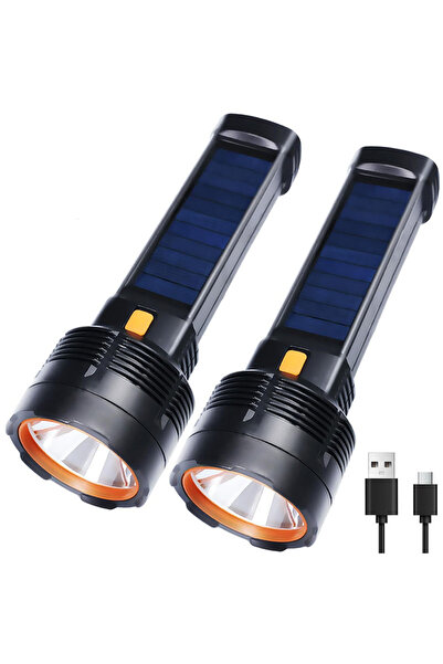 Choice مصباحان يدويان LED متعددان الوظائف يعملان بالطاقة الشمسية/يشحنان عبر م...