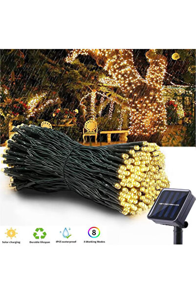 Choice 12m 100LED Warm White Solar LED String Lights Waterproof with 8 Lighti...