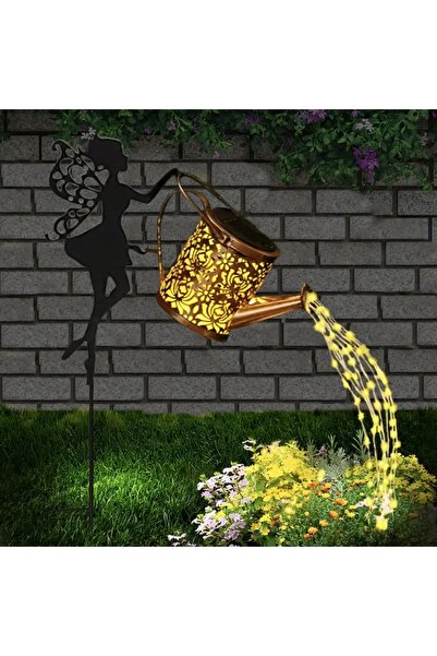 Choice Warm White Solar Fairy Watering Can Lights Vintage Metal Garden Decor ...