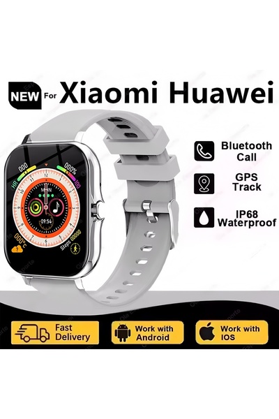 Choice ساعة ذكية بيضاء جديدة مقاس 2.02 بوصة للرجال والنساء، شاشة AMOLED مقاس ...