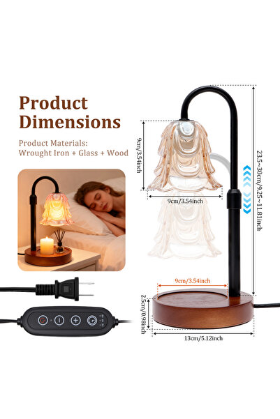 Choice مصباح تدفئة الشموع (قطعة واحدة) بأربع سرعات، قابل لتعديل شدة الإضاءة، ...