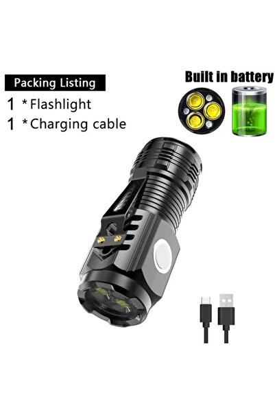 Choice مصباح يدوي أسود فائق السطوع بثلاثة مصابيح LED، صغير الحجم، قابل لإعادة...