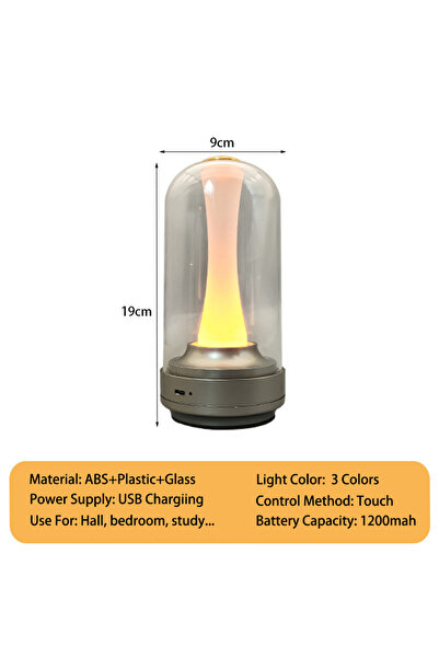 Choice changeable Silver Dimmable Candle Room Lamp Rechargeable Touch Waterpr...