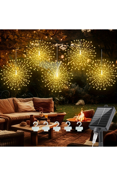 Choice 300LEDS 5Pcs NEW Solar Powered Fireworks String Lights 4/5Pcs Outdoor ...