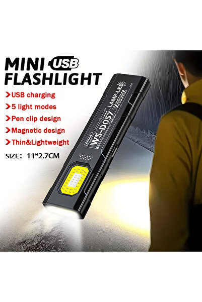 XIWANGFIRE مصباح يدوي صغير محمول مزود بمشبك قبعة LED، قابل لإعادة الشحن عبر م...