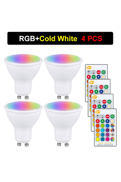 Choice مصباح RGBW، 4 قطع، 85-265 فولت، 10 واط، قاعدة GU10، لمبة LED، 16 لونًا...