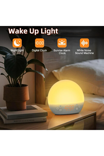 Choice منبه رقمي لشروق الشمس مع ضوء للاستيقاظ، جهاز ضوضاء بيضاء للاستيقاظ، مك...