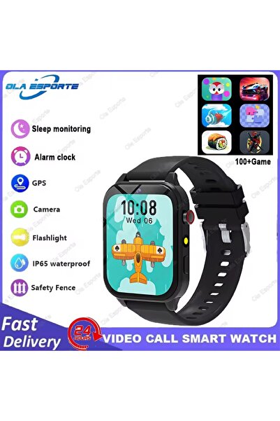 Choice ساعة ذكية سوداء للأطفال، مزودة بشاشة عالية الدقة وإضاءة وموسيقى، هدية ...