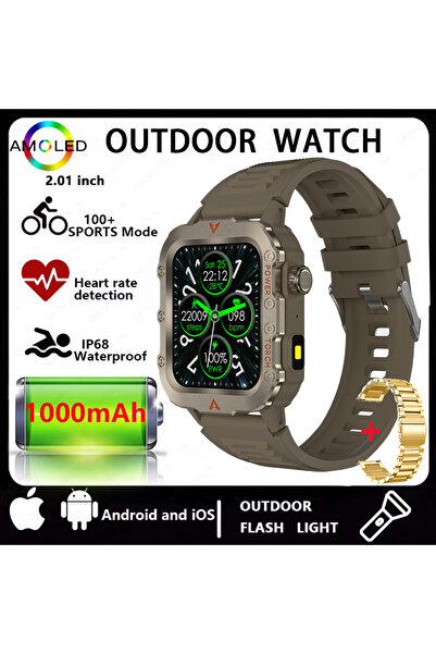 Choice ساعة ذكية للرجال من براون، مزودة بحزام بني، تدعم مكالمات البلوتوث، ومر...