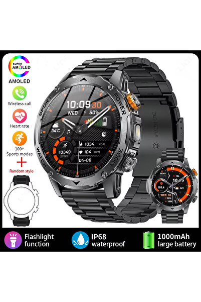 Choice ساعة ذكية للرجال البالغين، لون أسود فولاذي، بطارية فائقة السعة 1000 مل...