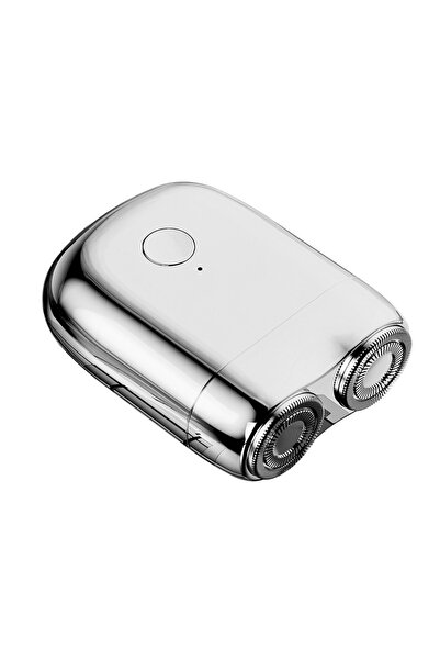 Choice4 ماكينة حلاقة كهربائية صغيرة فضية اللون، ماكينة تشذيب لحية محمولة للرج...