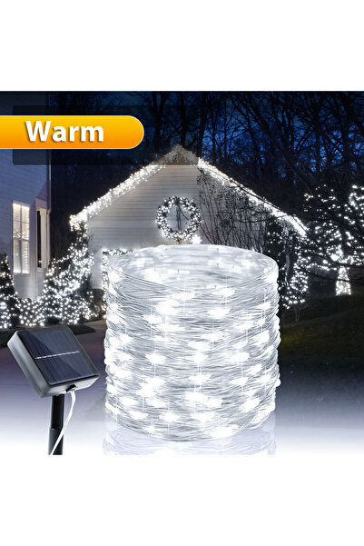 Choice 100LED 12M White Solar Outdoor Copper Wire Fairy Lights Waterproof Str...