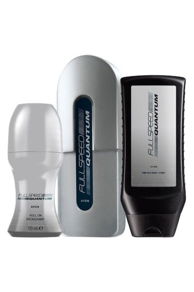 AVON Set Full Speed Quantum- Apa toaleta 75 ml, gel curatare corp si par 250 ...