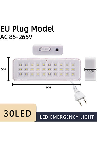 Choice مصباح طوارئ قابل لإعادة الشحن 30 ليد، قابس دائري، وضعان، قابل للتعتيم،...