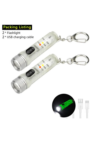 XIWANGFIRE مصباح يدوي صغير قابل لإعادة الشحن مزود ببطارية مدمجة، قطعتان، يعمل...