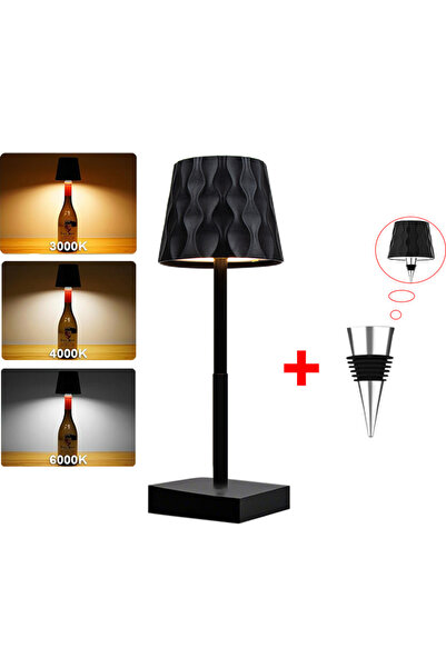 Choice مصباح طاولة LED جديد أسود 2025، مصباح لاسلكي على شكل زجاجة نبيذ، 2 في ...