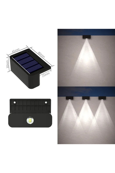 Choice مصباح جداري شمسي أبيض واحد مزود بمصباح LED واحد، متوفر بـ 1/2/4 قطع، م...