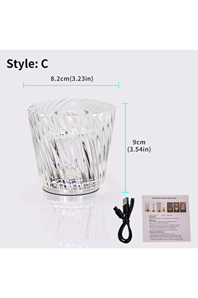 Choice مصباح طاولة كريستال LED من ستايل سي، قابل لتعديل السطوع عبر منفذ USB، ...