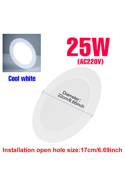 Choice مصباح سقف دائري LED أبيض بارد 25 واط يعمل بجهد 220 فولت، مناسب للمنزل ...