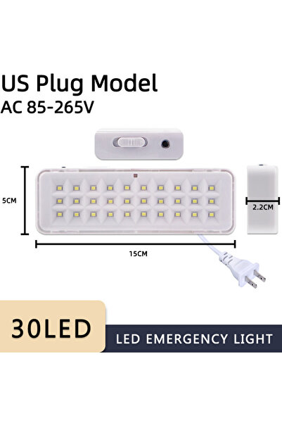 Choice 161-مصباح طوارئ قابل لإعادة الشحن، 30 مصباح LED، قابس مسطح، وضعان، قاب...