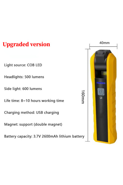 Choice مصباح عمل محمول بتقنية COB، إصدار مطور، مصباح يدوي مغناطيسي، 4 أوضاع إ...