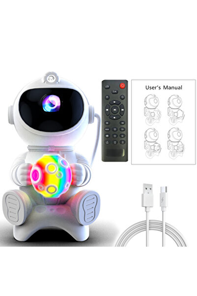 Choice جهاز عرض ضوئي ليلي LED على شكل قمر ورائد فضاء بتقنية البلوتوث، مزود بم...