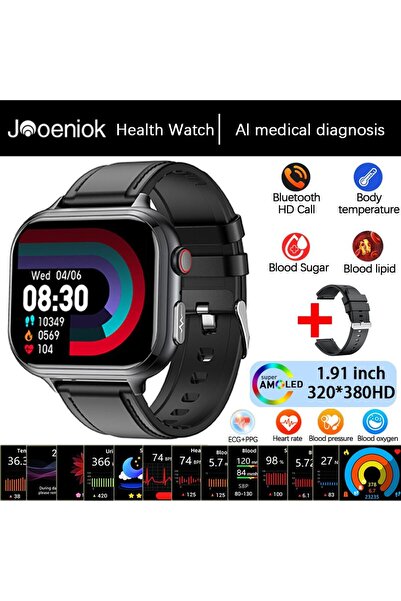 Choice ساعة ذكية طبية جديدة من الجلد الأسود، إصدار 2025، مزودة بتخطيط كهربية ...