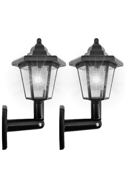 Choice مصباحان جداريان يعملان بالطاقة الشمسية، مقاومان للماء، بتصميم سداسي، م...