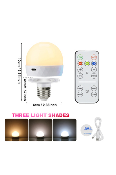 Choice Type-C 5V Three Colors Dimmable Rechargeable Color Remote Control Atmo...